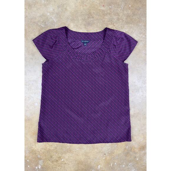 Banana Republic Women’s Blouse Small Purple Geometric Diamond Print - Picture 1 of 7